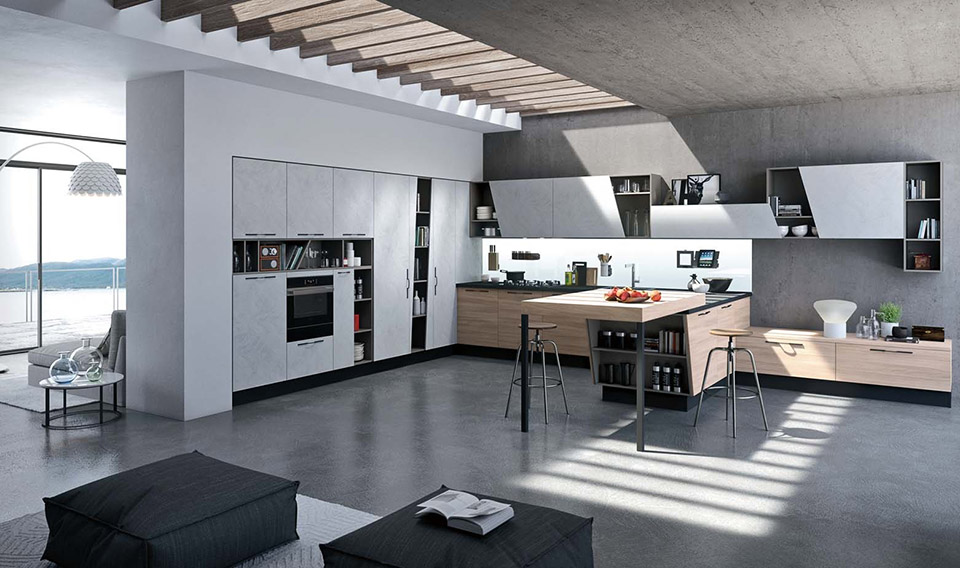 Cucine moderne di design: le lineari con isola e penisola